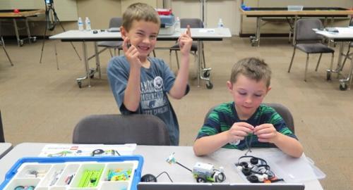 Children Building Lego Car